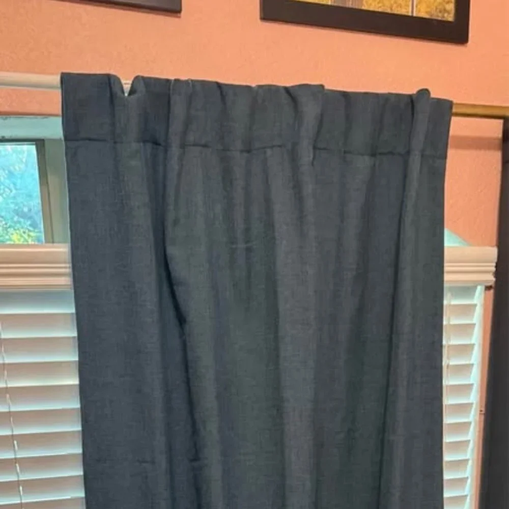West Elm 48W x 108L TEAL 100% Polyester BLACKOUT Drapes. Set of 2